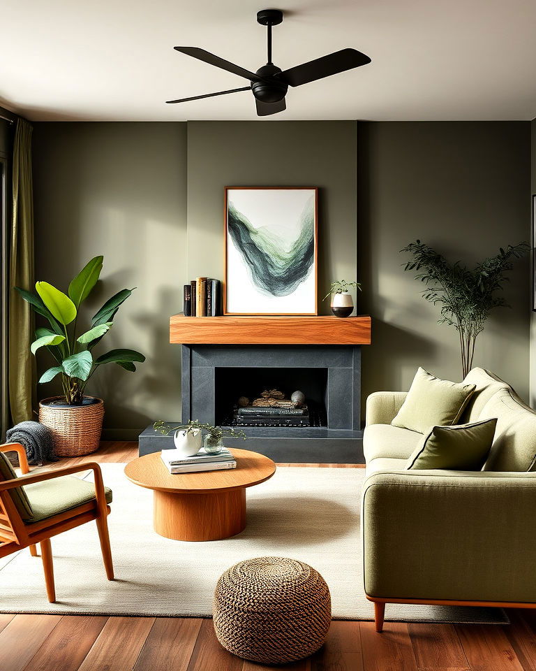 olive green shade living room