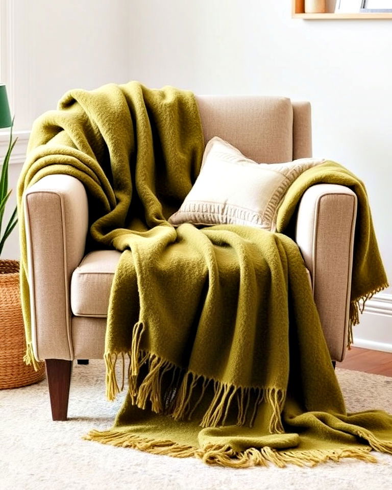 olive green throw blankets