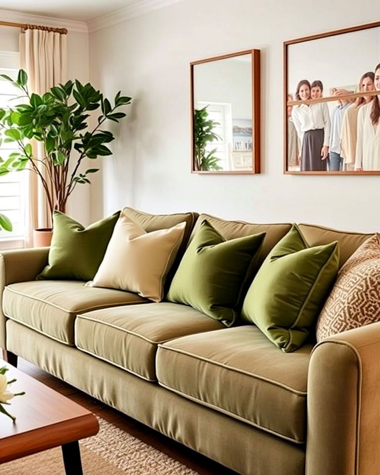 olive green throw pillows for your living room sofa