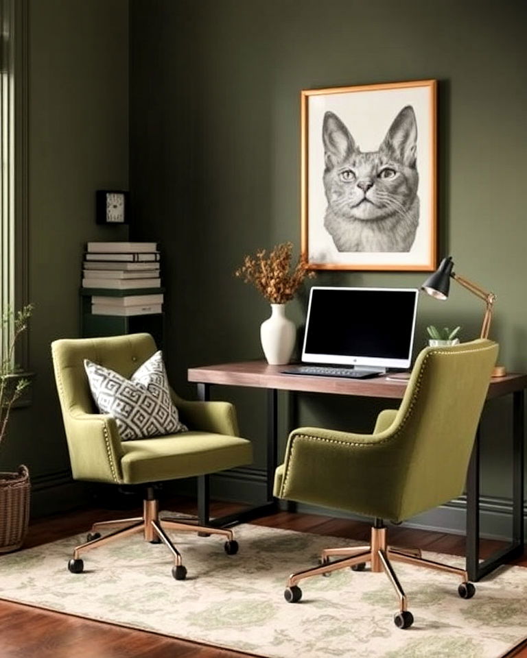 olive green upholstered chairs for your home office