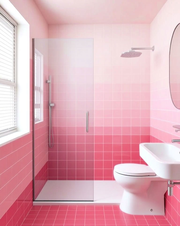 ombre pink tiles for a gradient effect