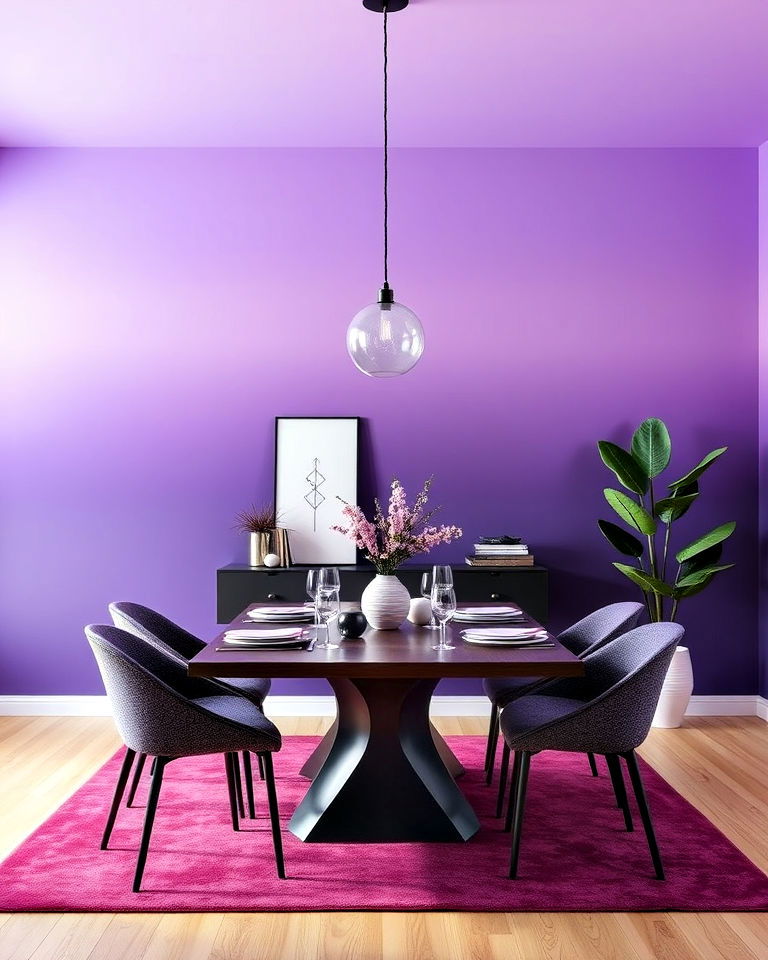ombre purple walls for dining room