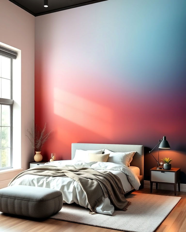 ombre wall painting for bedroom