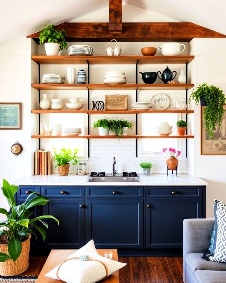 open shelving for easy access