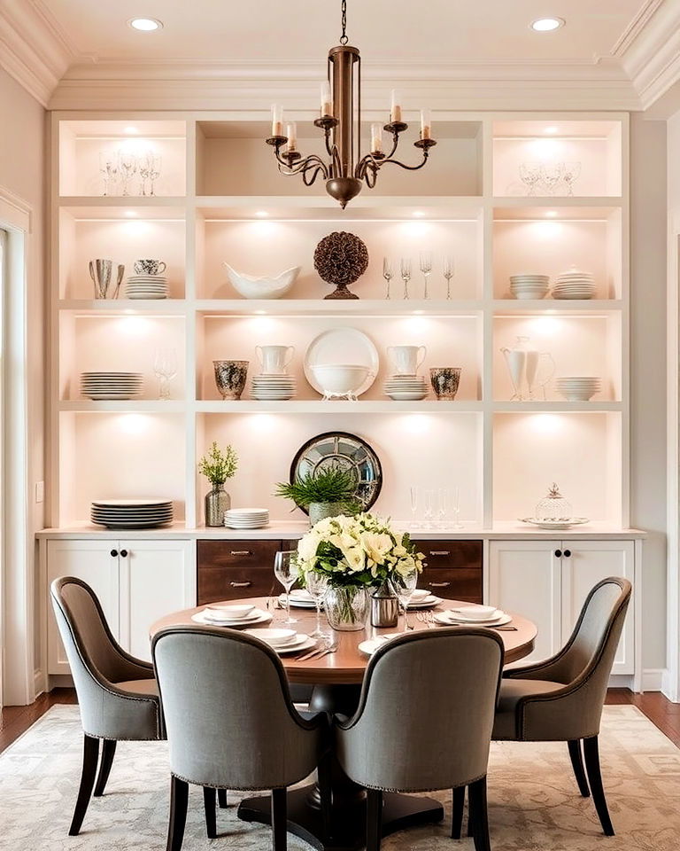 open shelving for fine china display