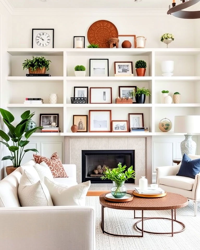 open shelving for living room