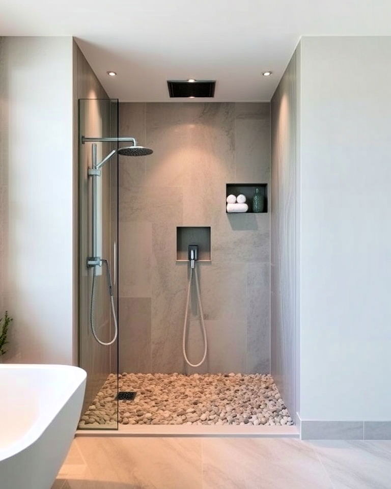 open shower concept for spaciousness