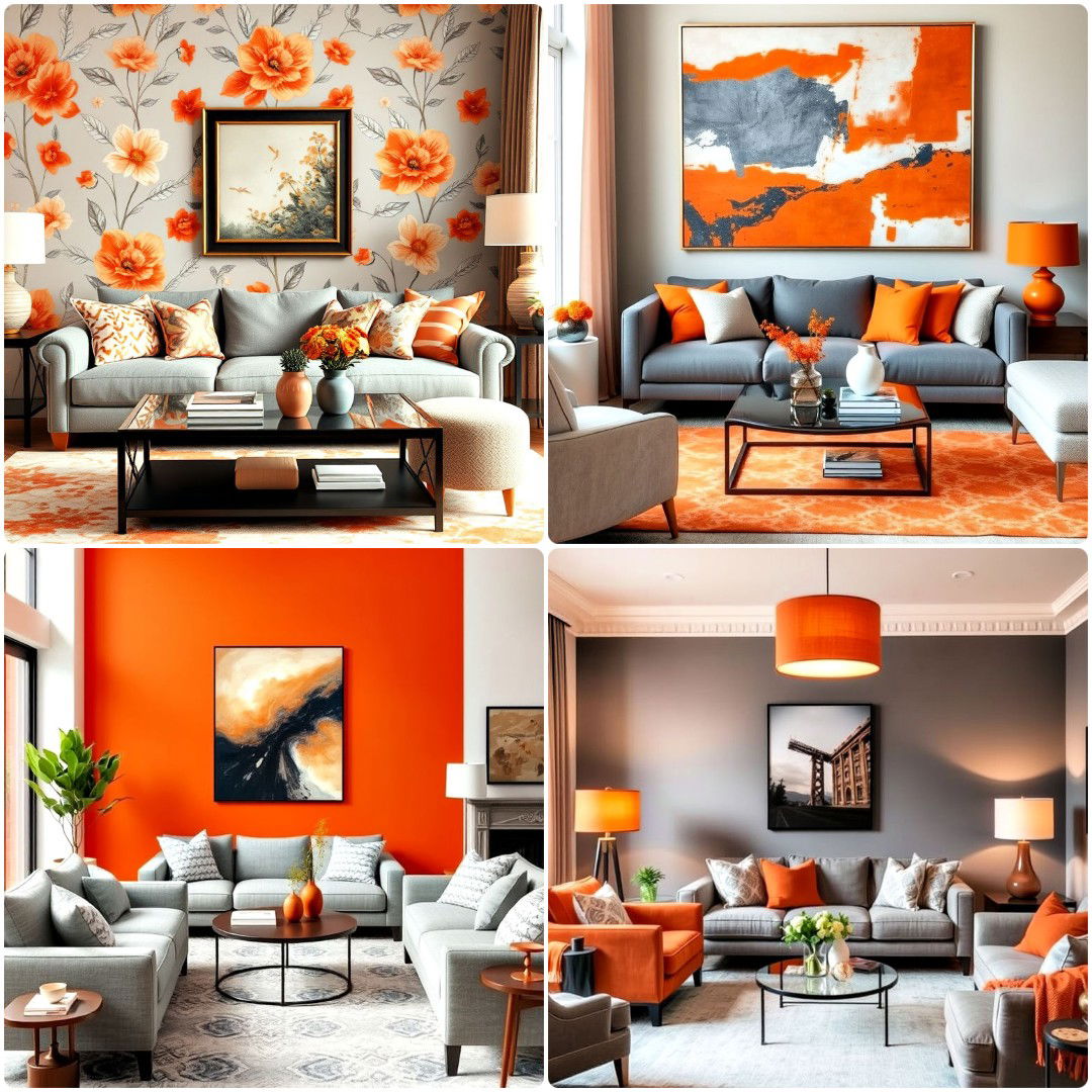 20 Orange and Grey Living Room Ideas for A Bold Contrast