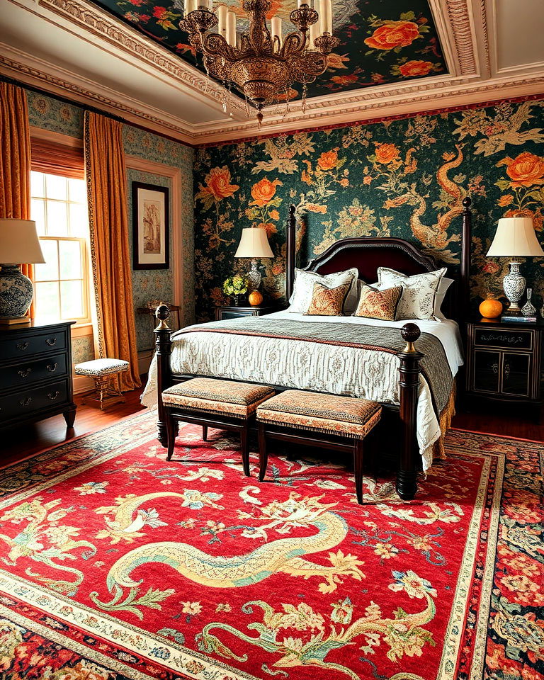 oriental rug to ground your chinoiserie bedroom