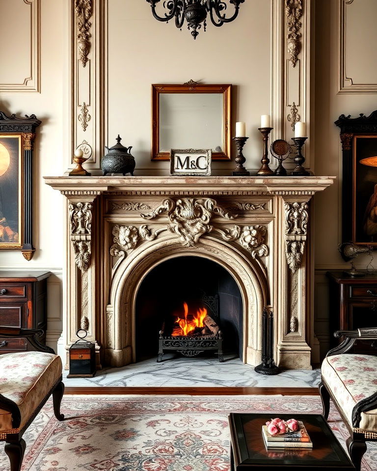 ornamental fireplace victorian living room