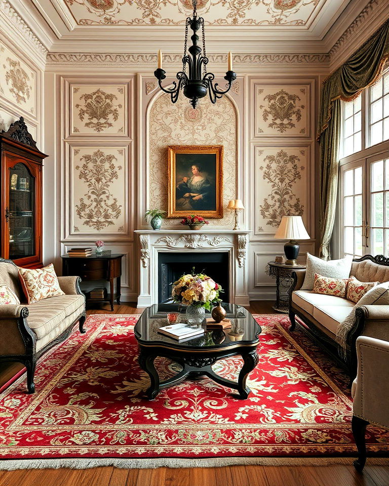 ornate area rugs victorian living room