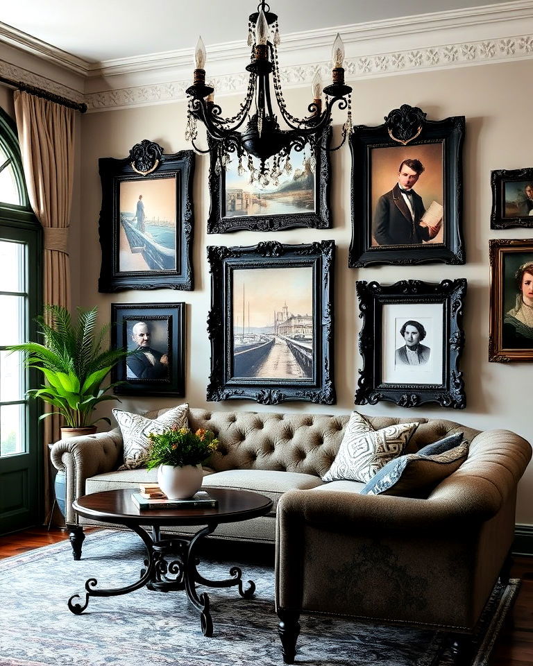 ornate dark green picture frames