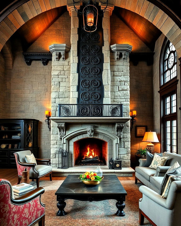 ornate fireplace design to add warmth