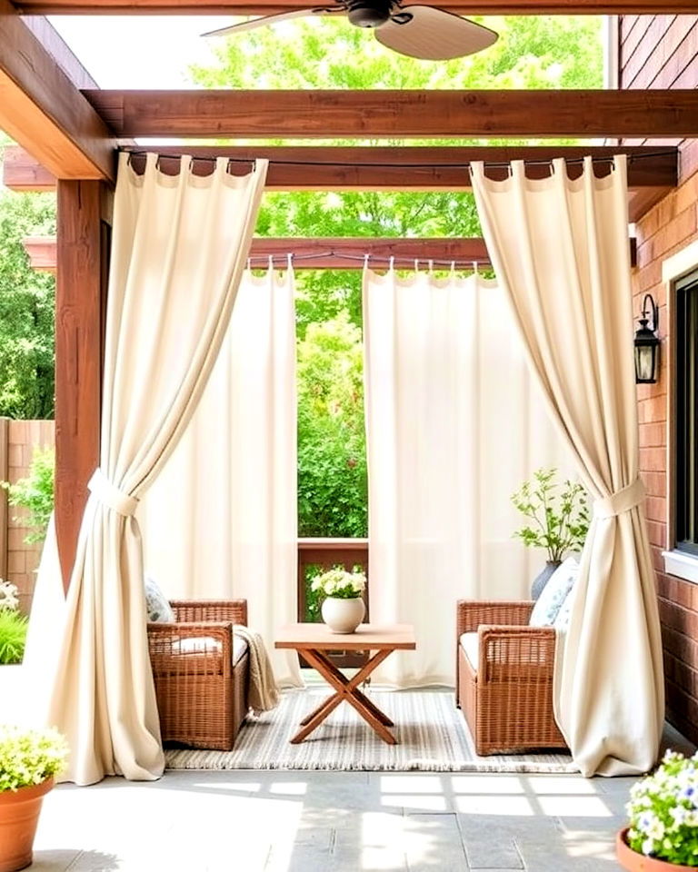 outdoor curtains for farmhouse patio privacy