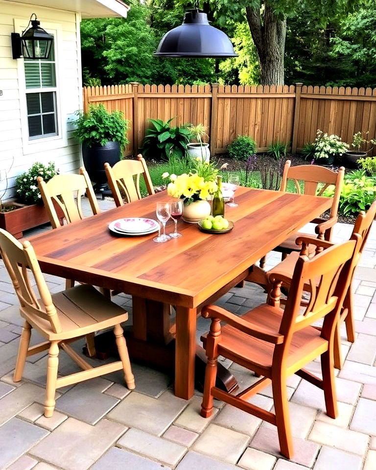 outdoor farmhouse table for relaxed family meals