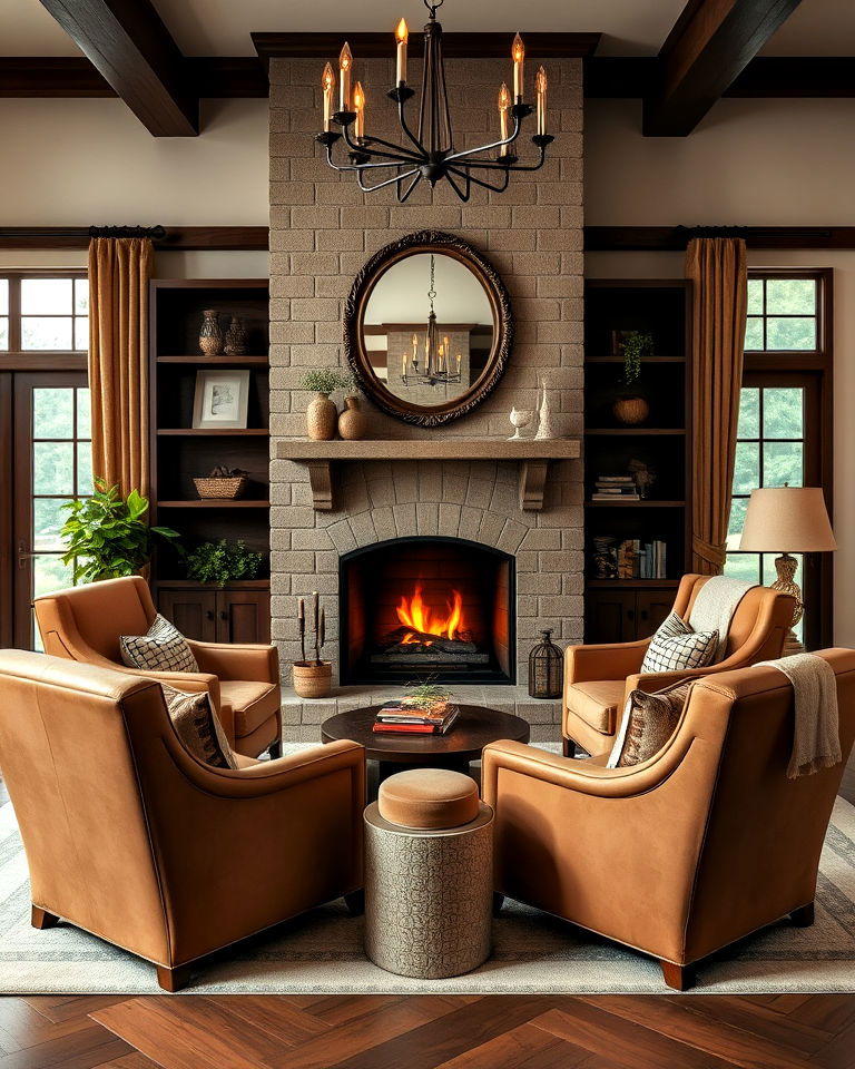 oversized armchairs for a luxurious fireplace seating