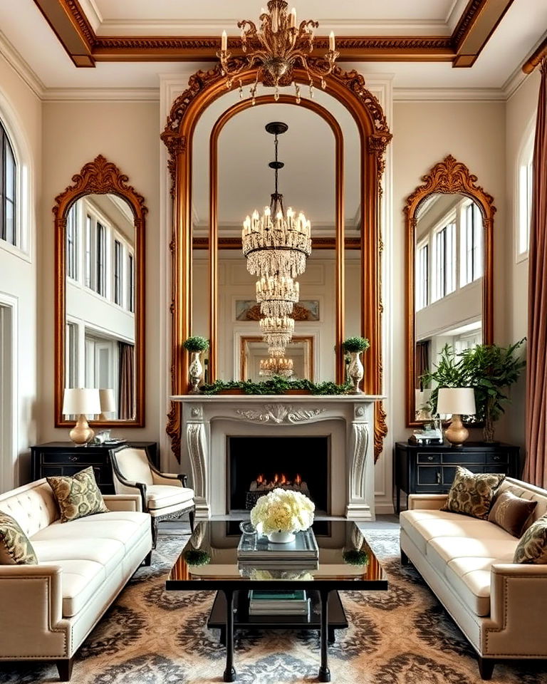 oversized mirrors for mansion living room decor