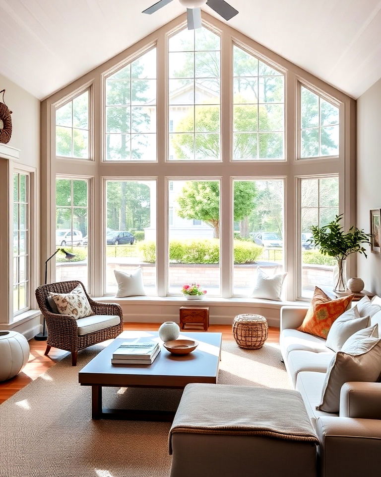 oversized windows for hamptons living room