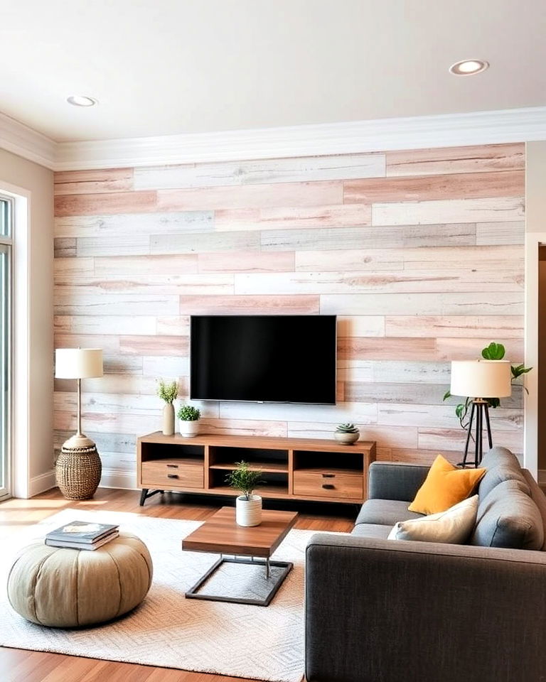 painted barnwood accent wall