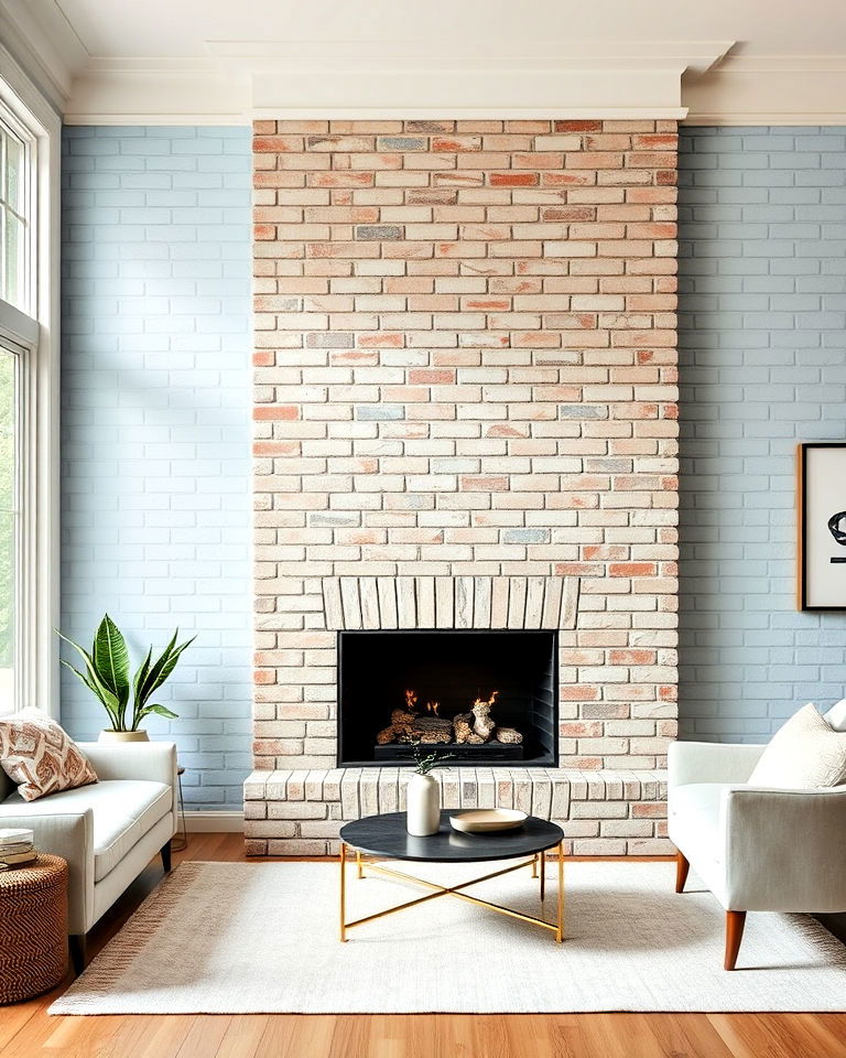 painted brick accent wall