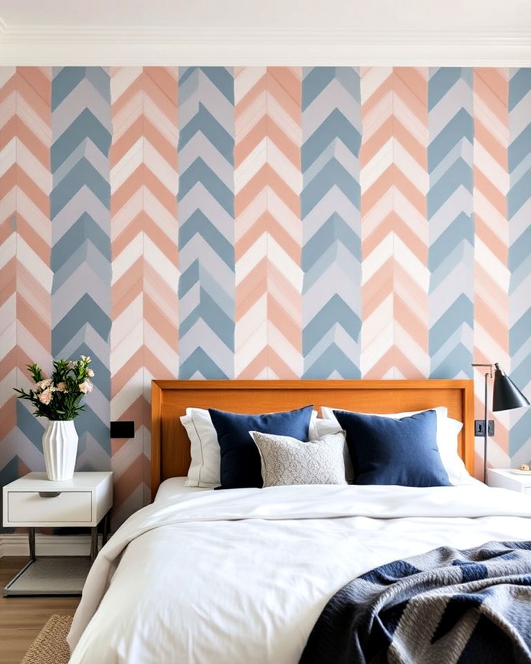 painted herringbone pattern wall