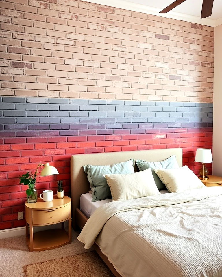 painted ombre brick accent wall