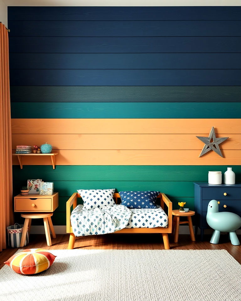 painted wood panel accent wall to add texture