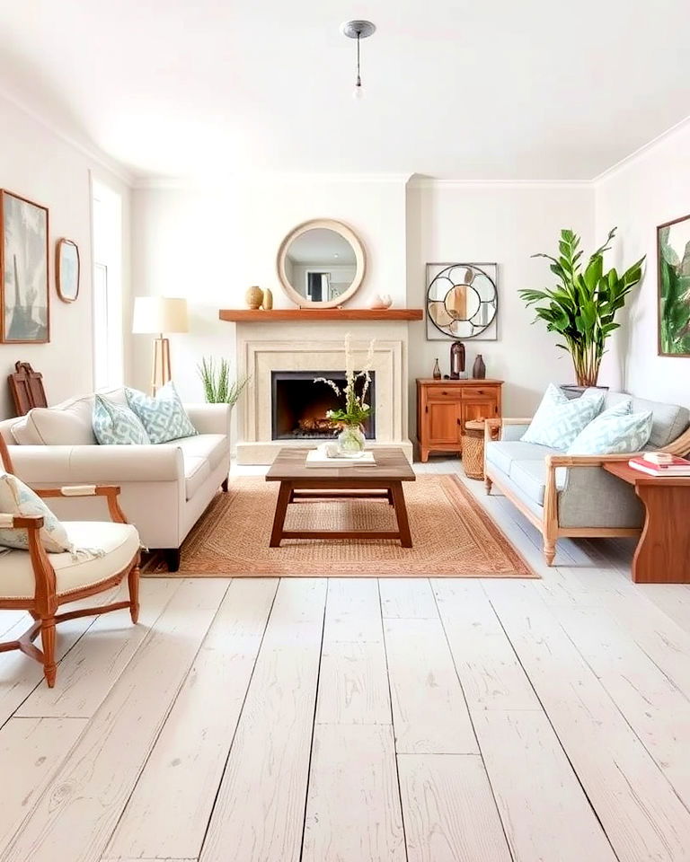 painted wooden floor for french country living room