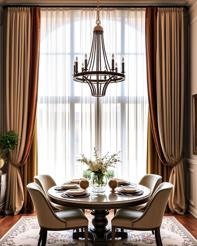 pair dining room sheer curtains with heavier drapes