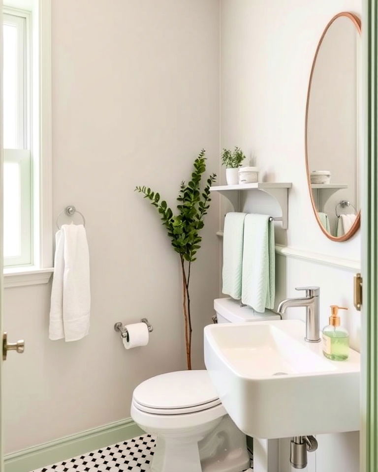 pale green fixtures for small bathroom