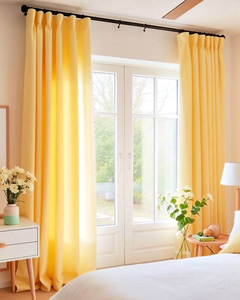 pale yellow curtains for bedroom