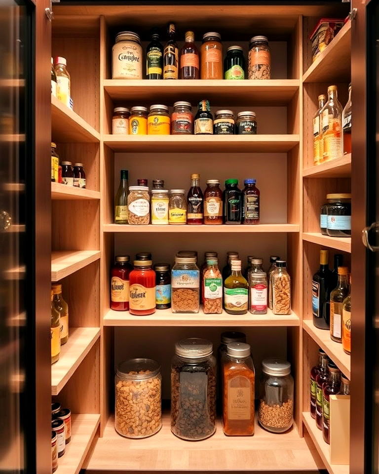 pantry with adjustable shelves