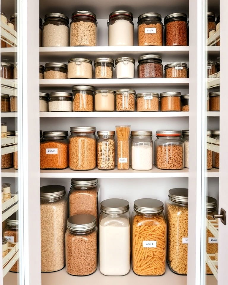 pantry with glass jars and containers