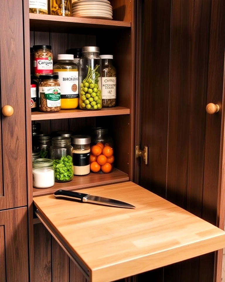 pantry with pull out cutting board
