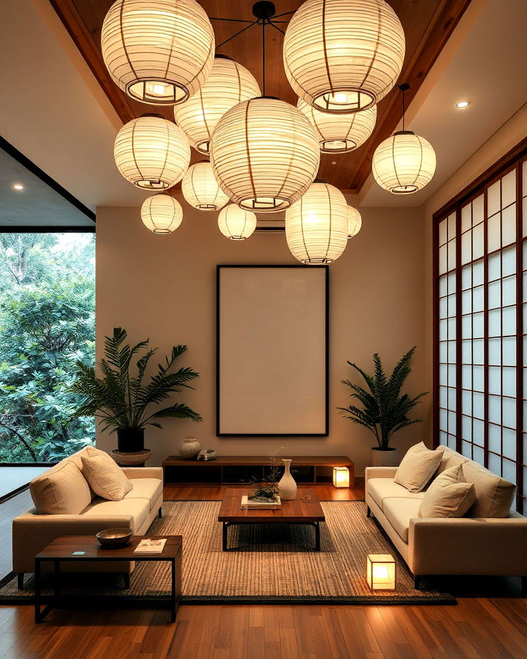 paper lanterns for soft ambient lighting in living room paper lanterns for soft ambient lighting in living room