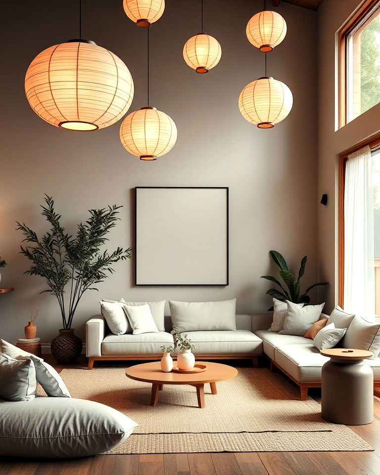 paper lanterns to enhance zen living room