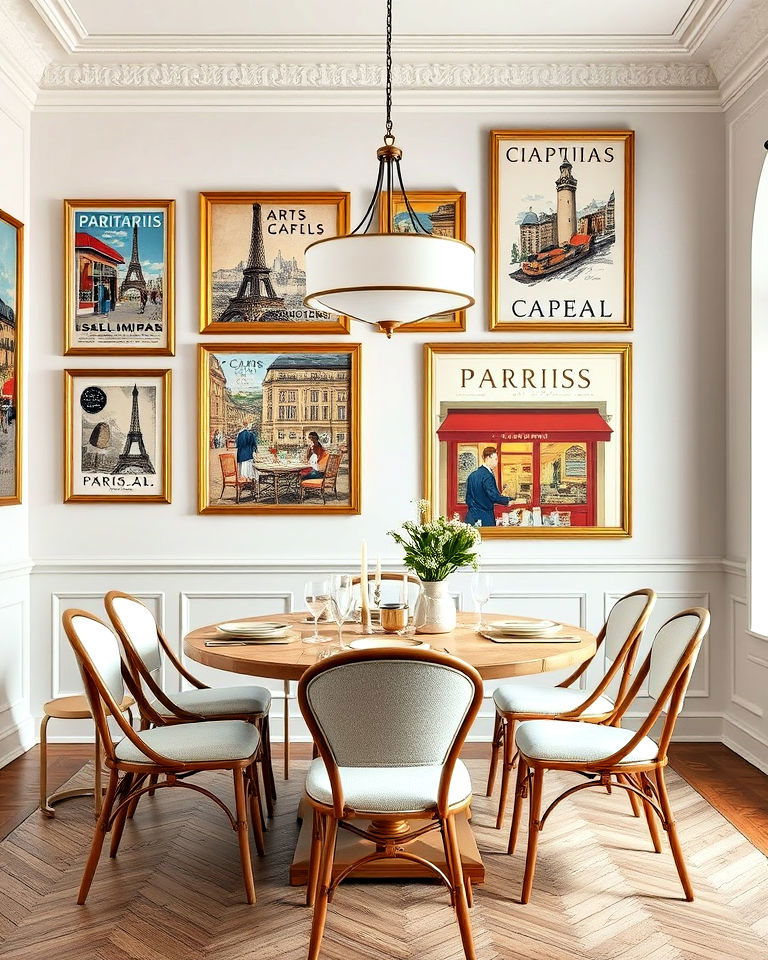 parisian café art prints dining room