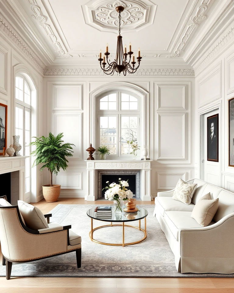 parisian style molding and trim living room