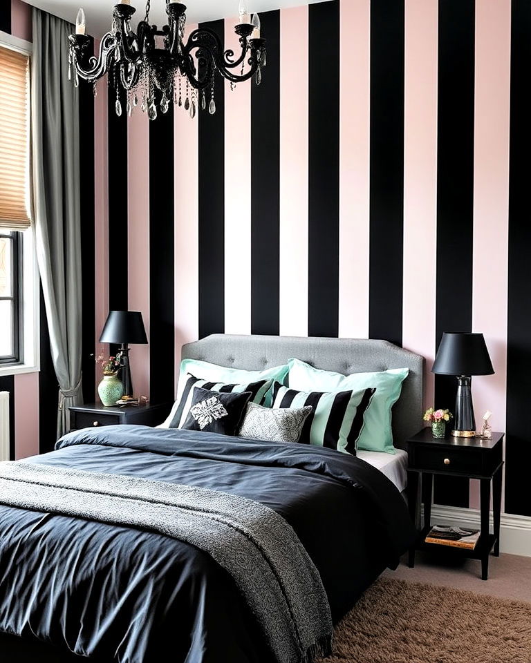 pastel and black striped wallpaper