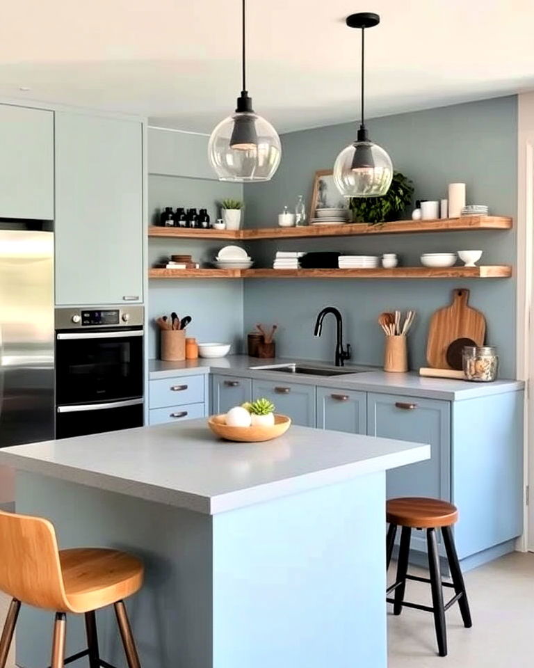 pastel blue concrete countertops