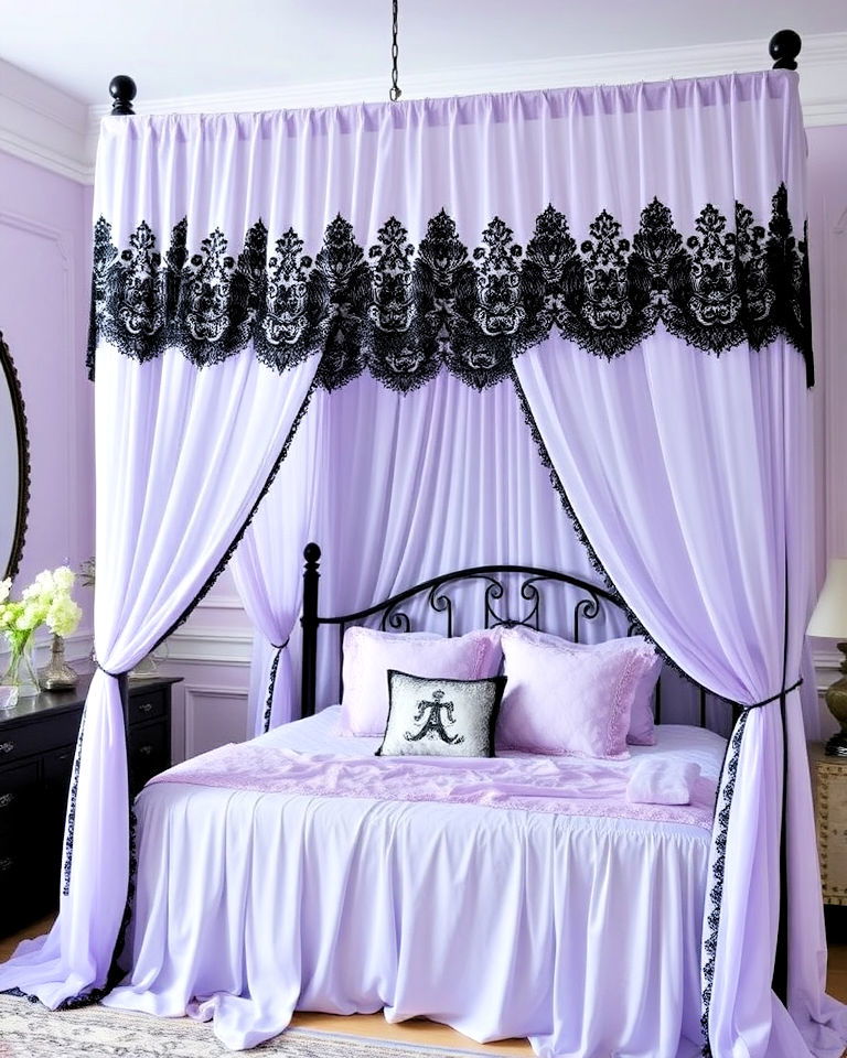 pastel goth canopy bed