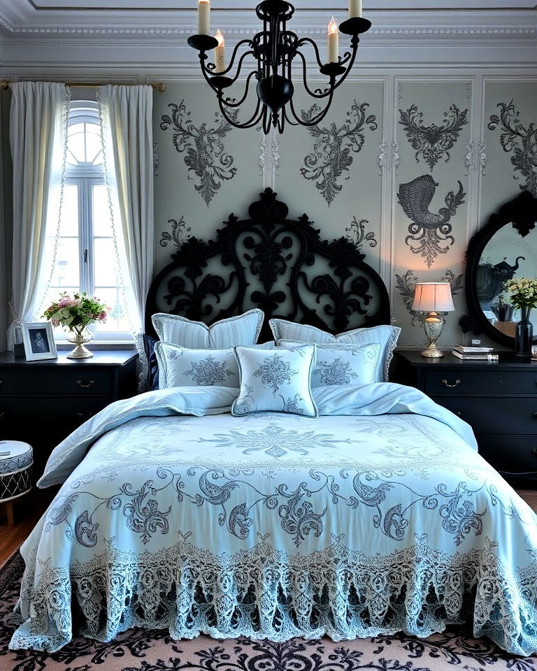 pastel gothic bedding for contrast
