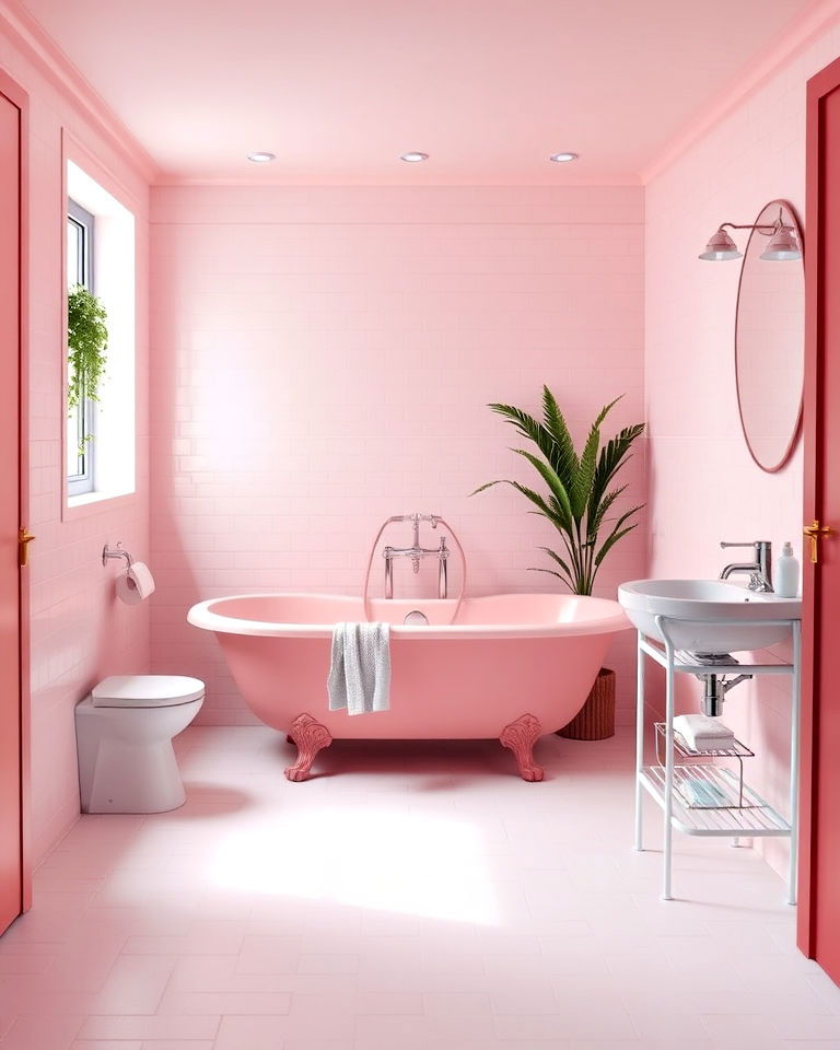 pastel pink bathtub for a retro vibe