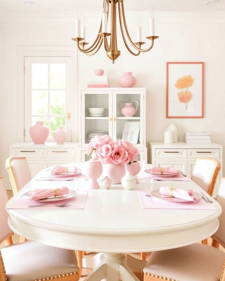 pastel pink dining room accessories