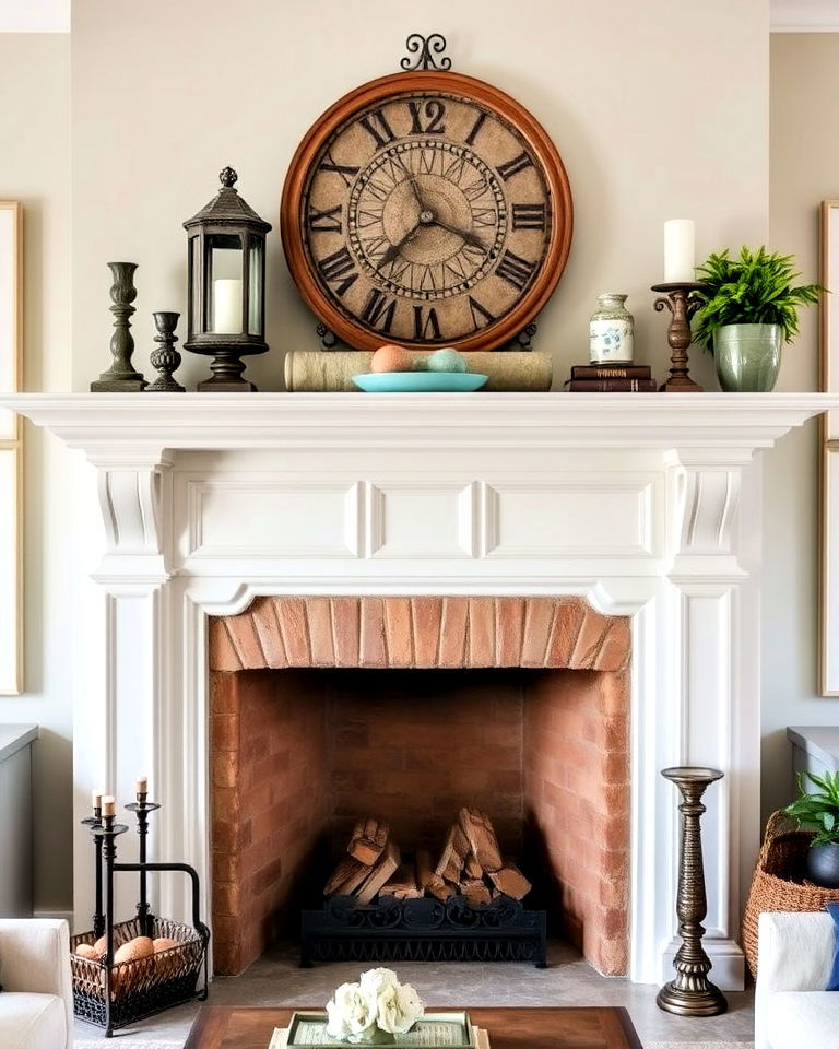 patina metal mantel decor
