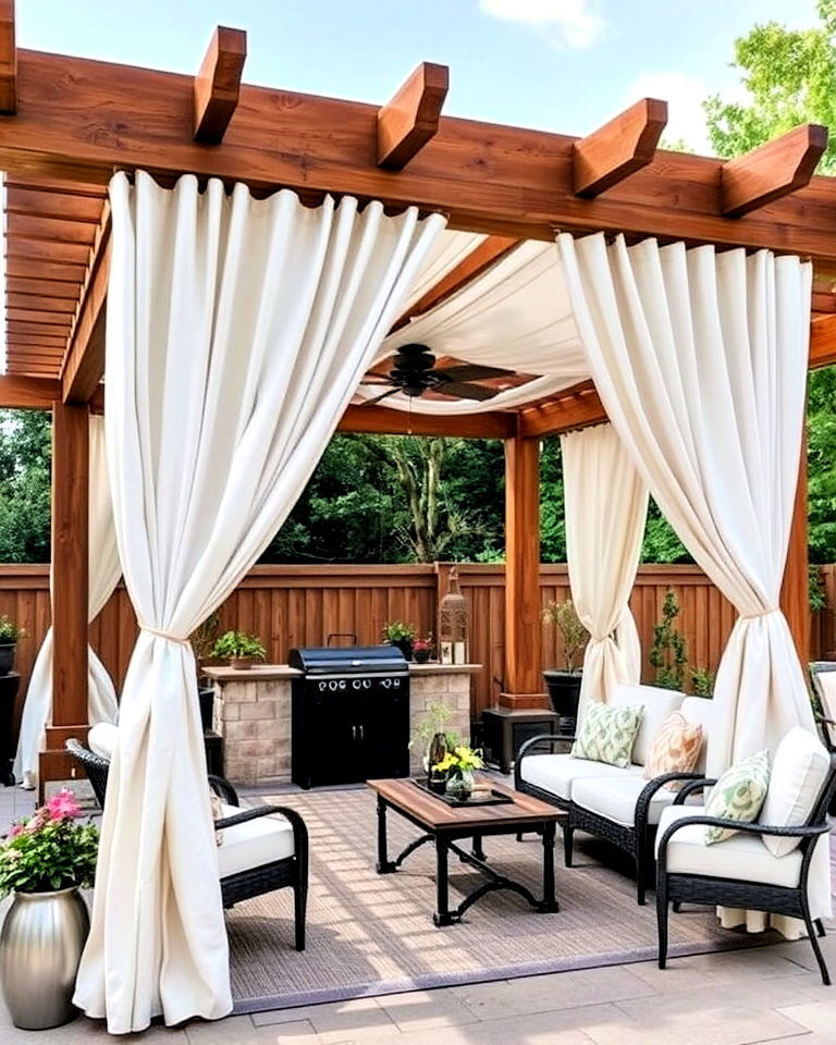 patio pergola with curtains for a shaded retreat