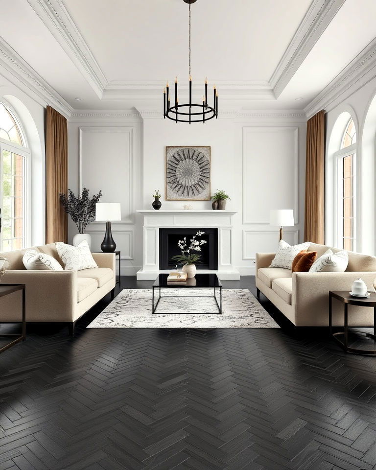 patterned black flooring for living room