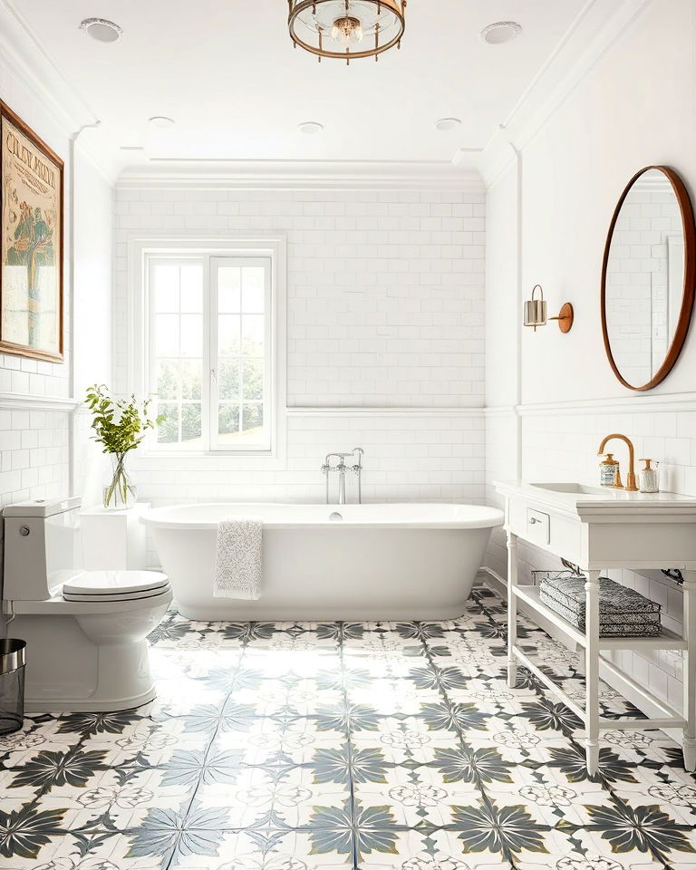 patterned ceramic tile flooring