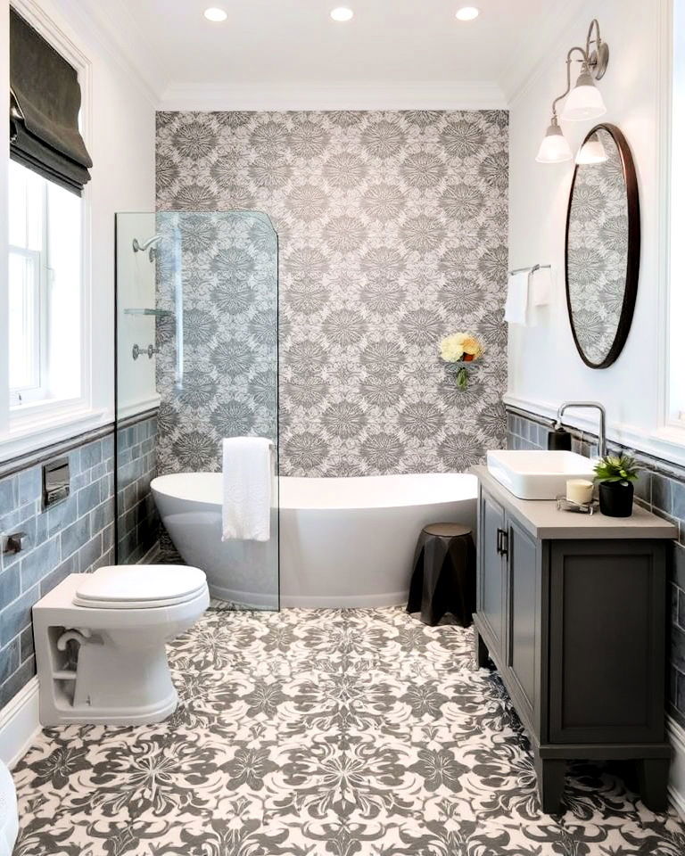 patterned gray tiles floor