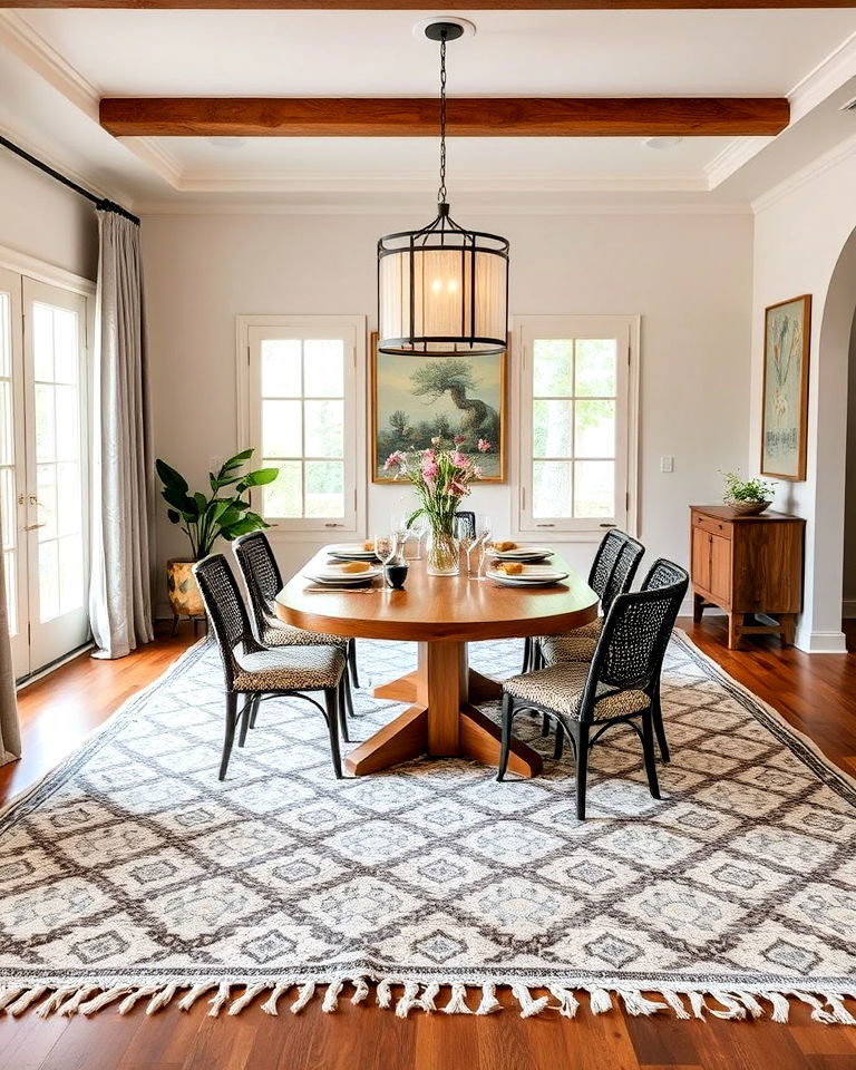 patterned moroccan rug to add comfort